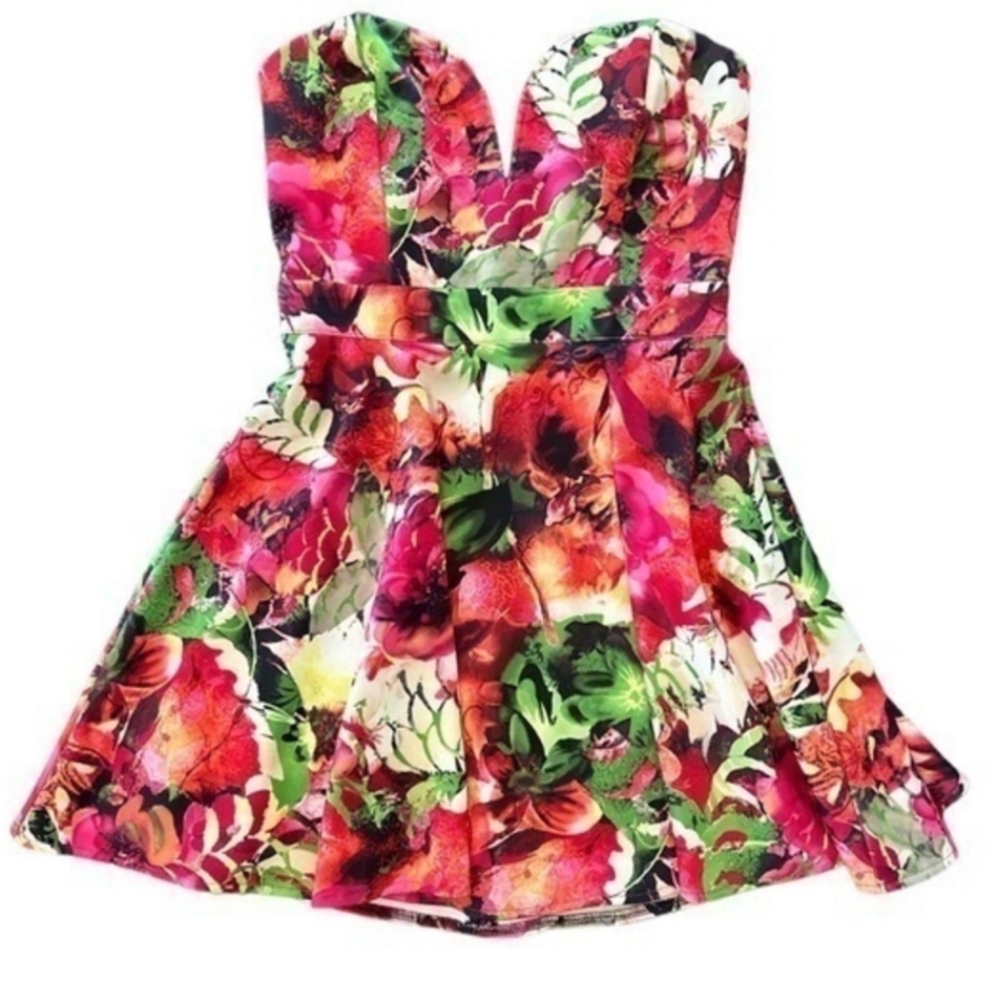 AKIRA Strapless Floral Dress
